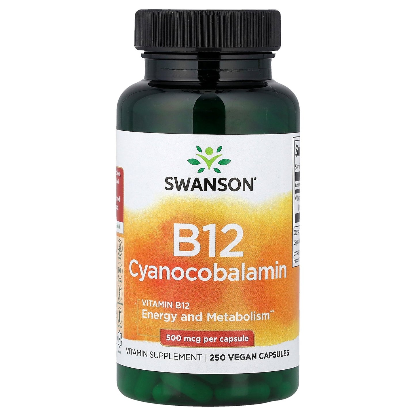 Swanson, Vitamin B12, 500 mcg, 250 Vegan Capsules