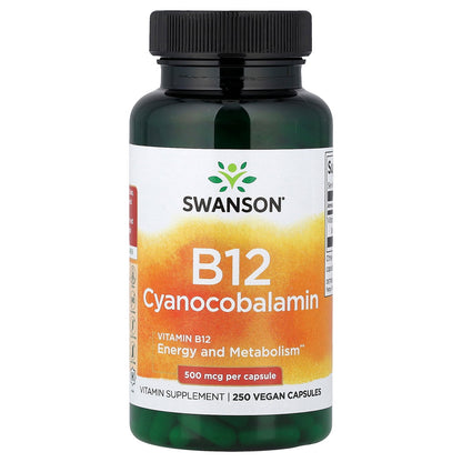 Swanson, Vitamin B12, 500 mcg, 250 Vegan Capsules