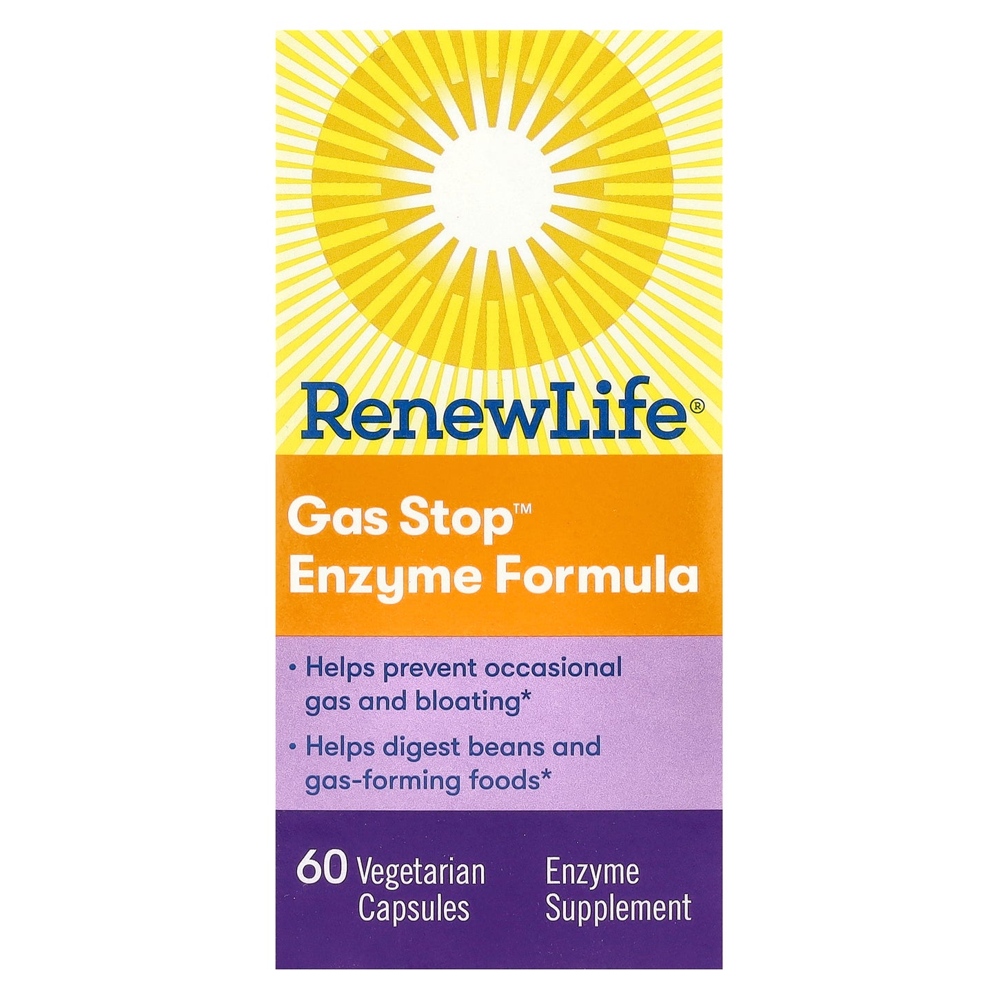 Renew Life, Gas Stop™ Enzyme Formula, 60 Vegetarian Capsules