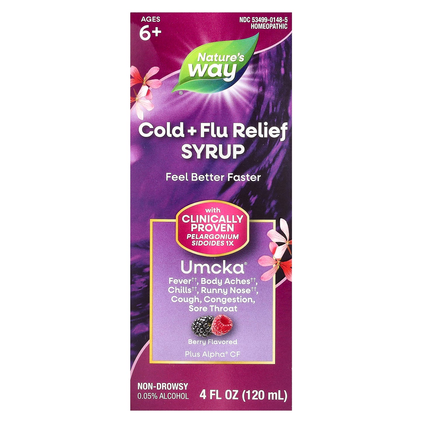 Nature's Way, Umcka®, Cold + Flu Relief, Ages 6+, Berry, 4 fl oz (120 ml)