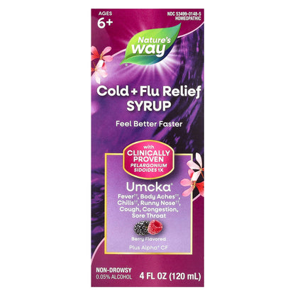 Nature's Way, Umcka®, Cold + Flu Relief, Ages 6+, Berry, 4 fl oz (120 ml)