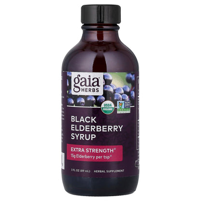 Gaia Herbs, Black Elderberry Syrup, 3 fl oz (89 ml)