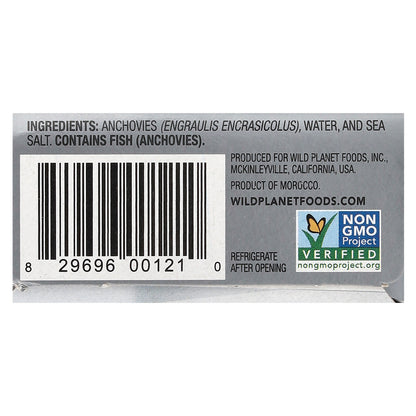 Wild Planet, Wild White Anchovies In Water with Sea Salt, 4.4 oz (125 g)