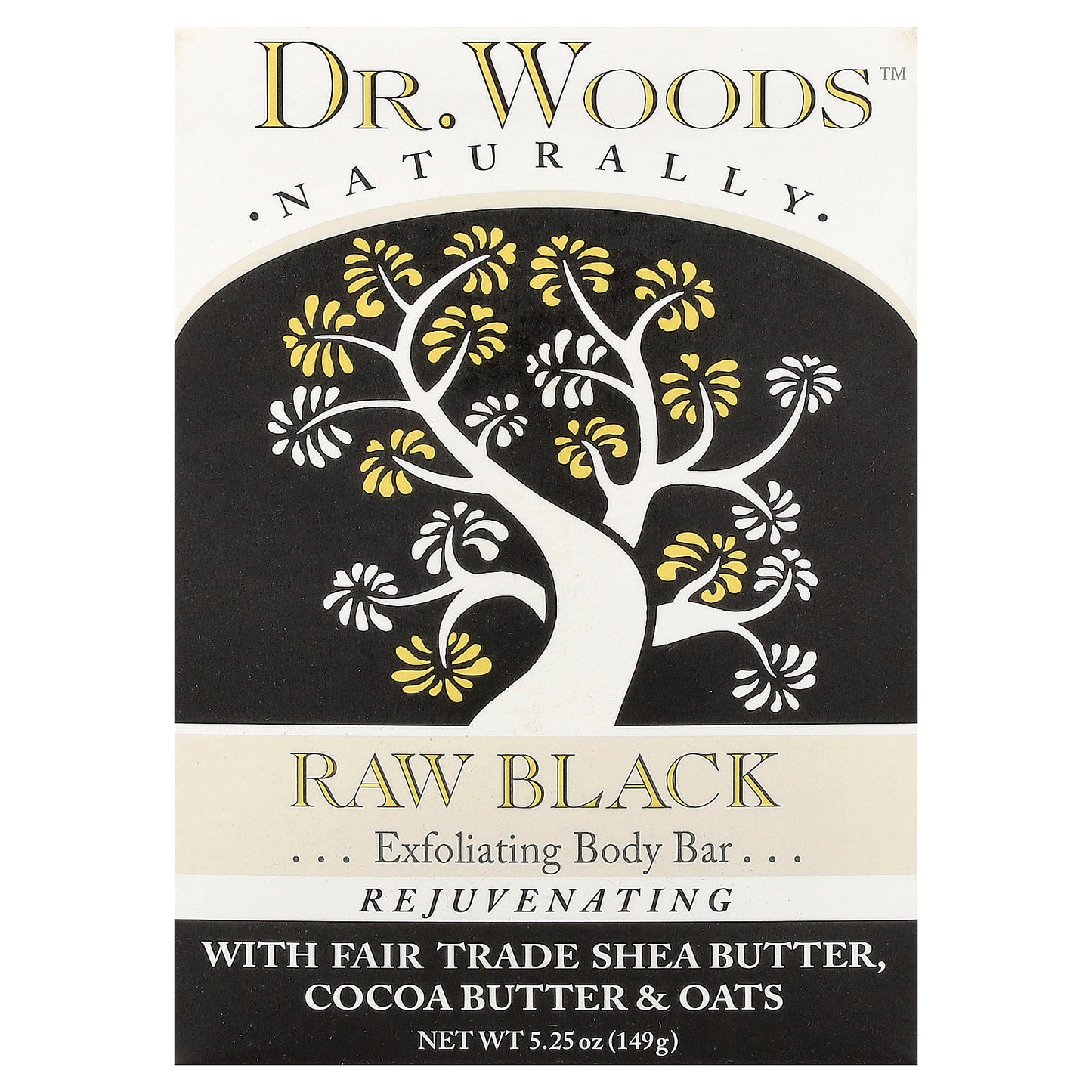 Dr. Woods, Exfoliating Body Bar Soap, Raw Black, 5.25 oz (149 g)