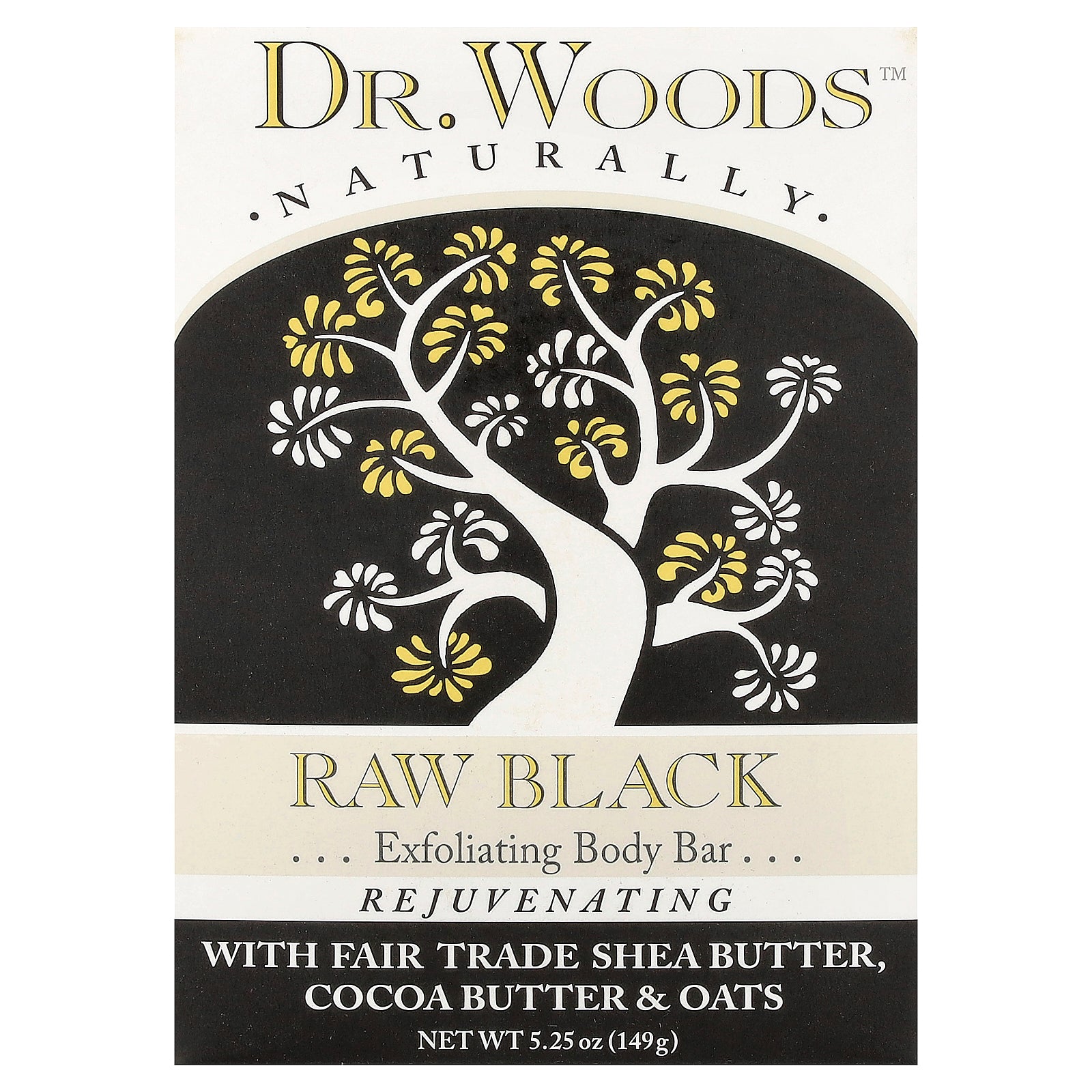 Dr. Woods, Exfoliating Body Bar Soap, Raw Black, 5.25 oz (149 g)
