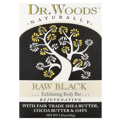Dr. Woods, Exfoliating Body Bar Soap, Raw Black, 5.25 oz (149 g)
