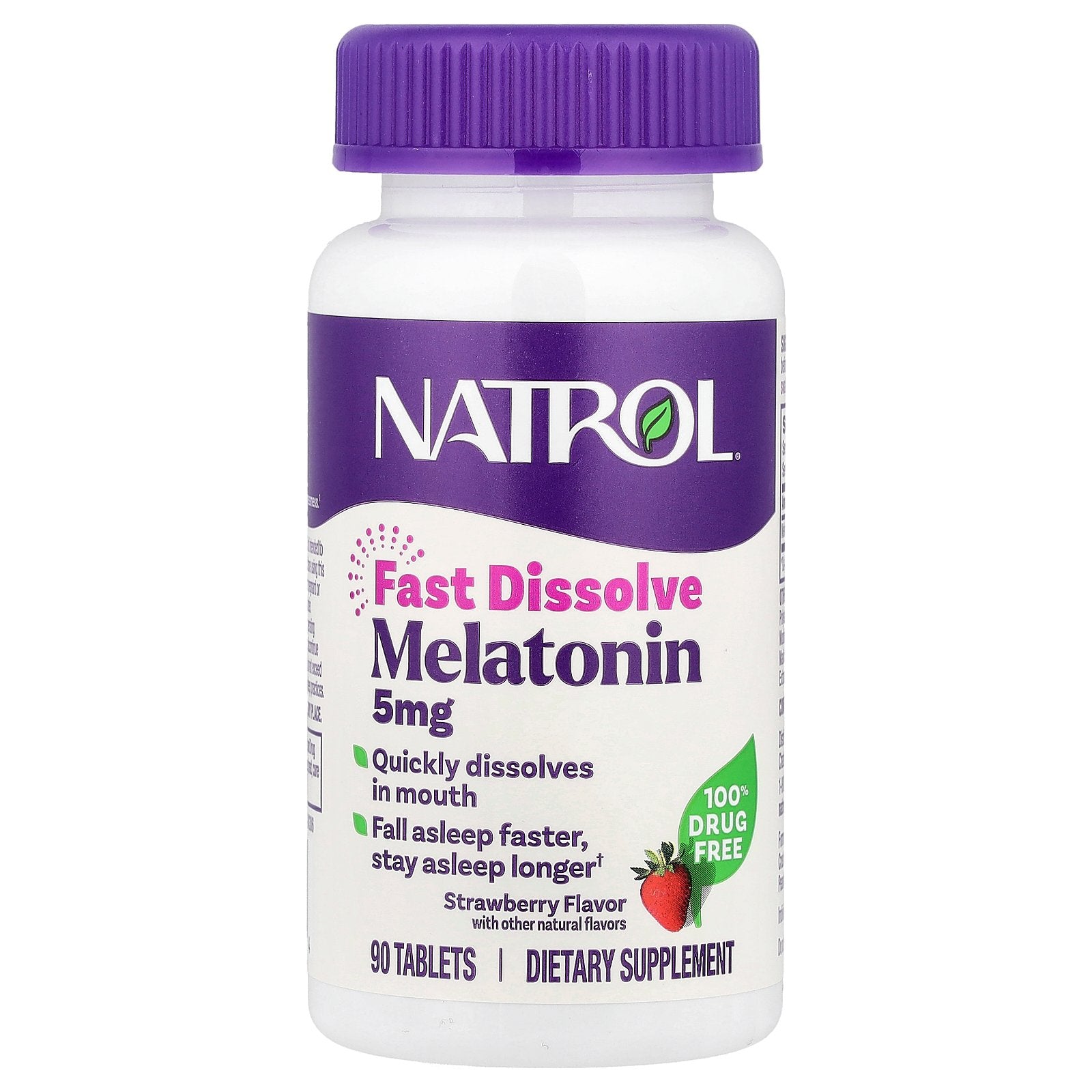 Natrol, Melatonin, Fast Dissolve, Strawberry, 5 mg, 90 Tablets