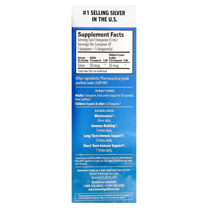 Sovereign Silver, Bio-Active Silver Hydrosol™ Dropper-Top, Daily + Immune Support, 10 PPM, 8 fl oz (236 ml)