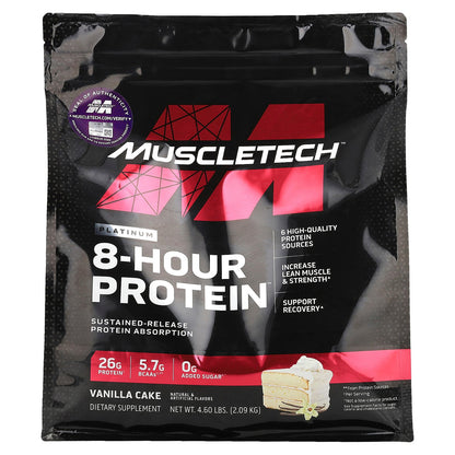 MuscleTech, Platinum 8-Hour Protein™, Vanilla Cake, 4.6 lbs (2.09 kg)