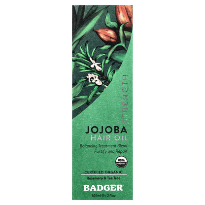 Badger, Jojoba Hair Oil, Rosemary & Tea Tree , 2 fl oz (59.1 ml)