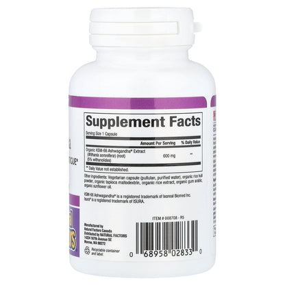 Natural Factors, Stress-Relax®, Ashwagandha, 600 mg, 30 Vegetarian Capsules