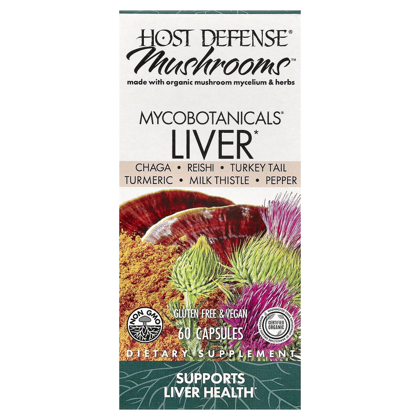 Host Defense, Mushrooms™, MycoBotanicals®, Liver, 60 Capsules