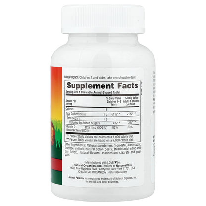 NaturesPlus, Animal Parade®, Vitamin D3, Black Cherry, 12.5 mcg (500 IU), 90 Animal-Shaped Tablets