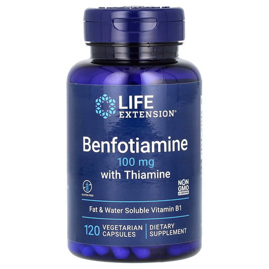 Life Extension, Benfotiamine with Thiamine, 100 mg, 120 Vegetarian Capsules