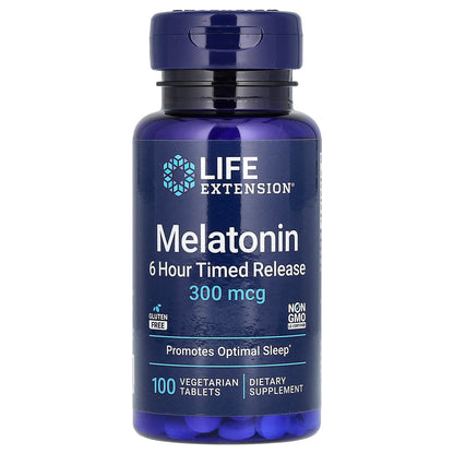 Life Extension, Melatonin, 6 Hour Timed Release, 300 mcg, 100 Vegetarian Tablets