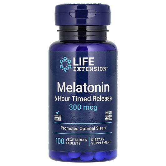 Life Extension, Melatonin, 6 Hour Timed Release, 300 mcg, 100 Vegetarian Tablets