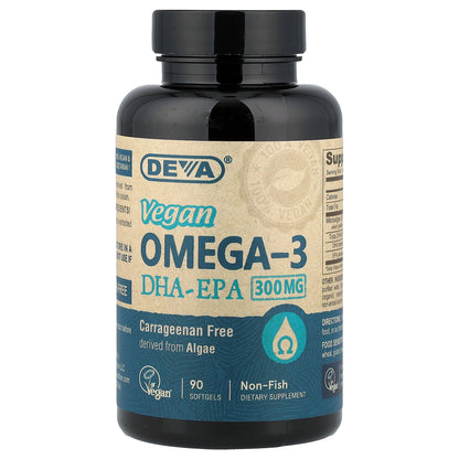 Deva, Vegan Omega-3, DHA-EPA, 90 Softgels