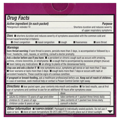 Nature's Way, Umcka®, Kids Cold Relief, FastActives®, For Ages 6+, Cherry, 10 Powder Packets, 0.024 oz (0.7 g) Each