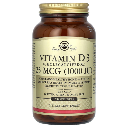 Solgar, Vitamin D3, 25 mcg (1,000 IU), 250 Softgels