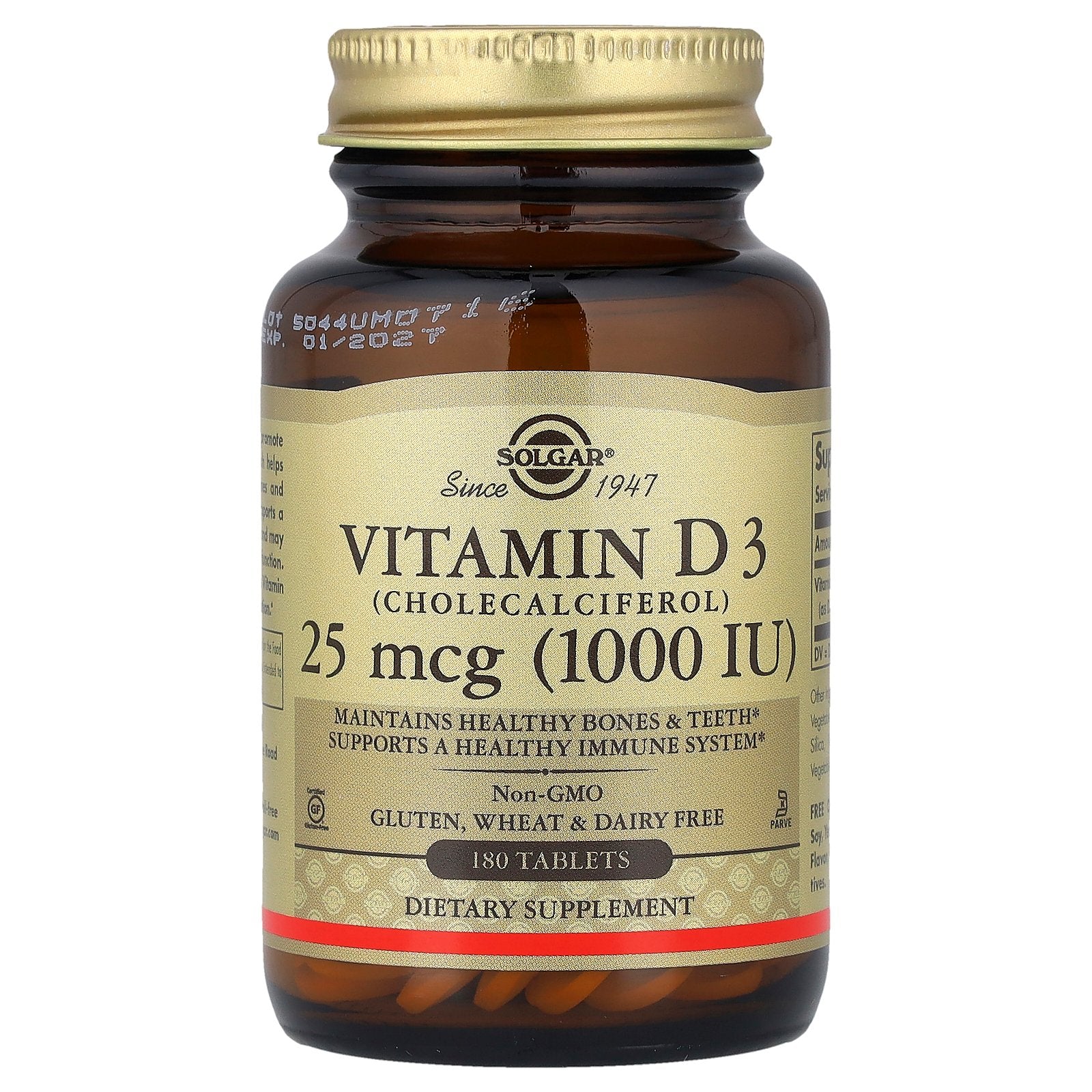 Solgar, Vitamin D3, 25 mcg (1,000 IU), 180 Tablets