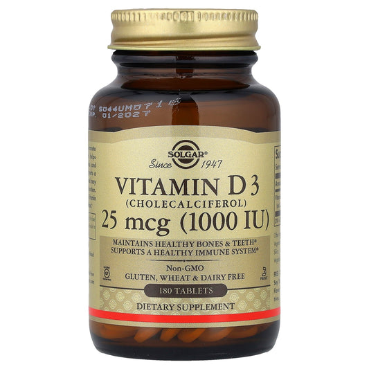 Solgar, Vitamin D3, 25 mcg (1,000 IU), 180 Tablets