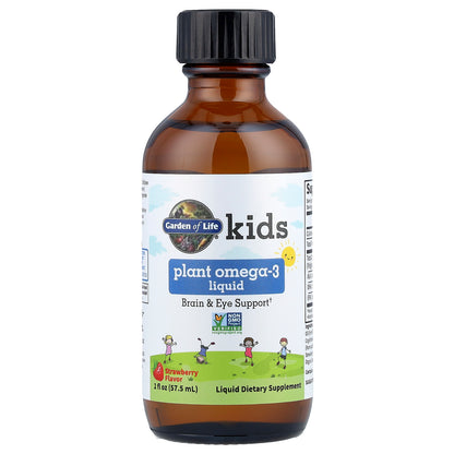 Garden of Life, Kids Plant Omega-3 Liquid, Strawberry, 2 fl oz (57.5 ml)