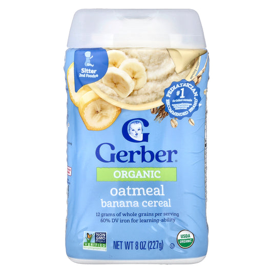 Gerber, Organic for Baby, Grain & Grow™, 2nd Foods®, Oatmeal Banana Cereal, 8 oz (227 g)