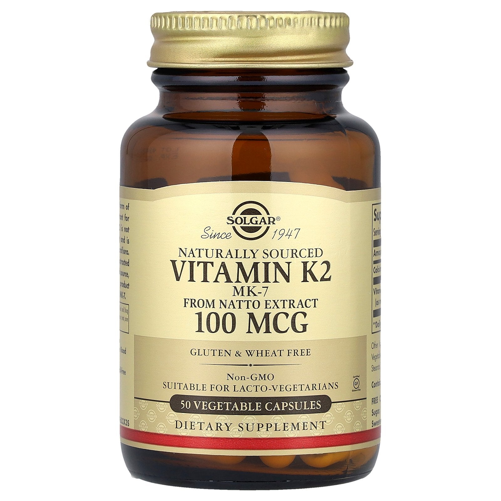 Solgar, Naturally Sourced Vitamin K2, 50 Vegetable Capsules