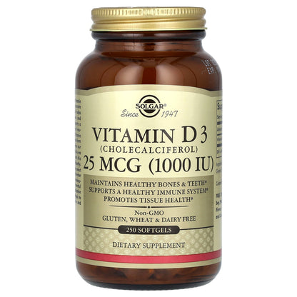 Solgar, Vitamin D3, 25 mcg (1,000 IU), 250 Softgels