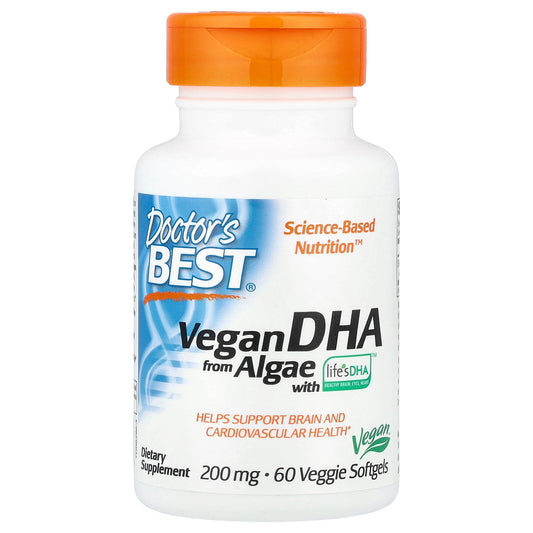 Doctor's Best, Vegan DHA from Algae with Life's DHA™ , 200 mg, 60 Veggie Softgels