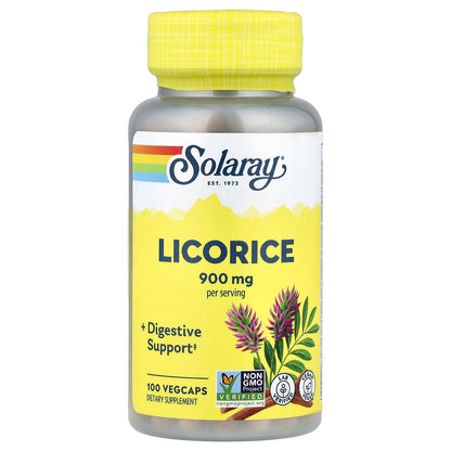Solaray, Licorice, 100 VegCaps (450 mg Per capsule)