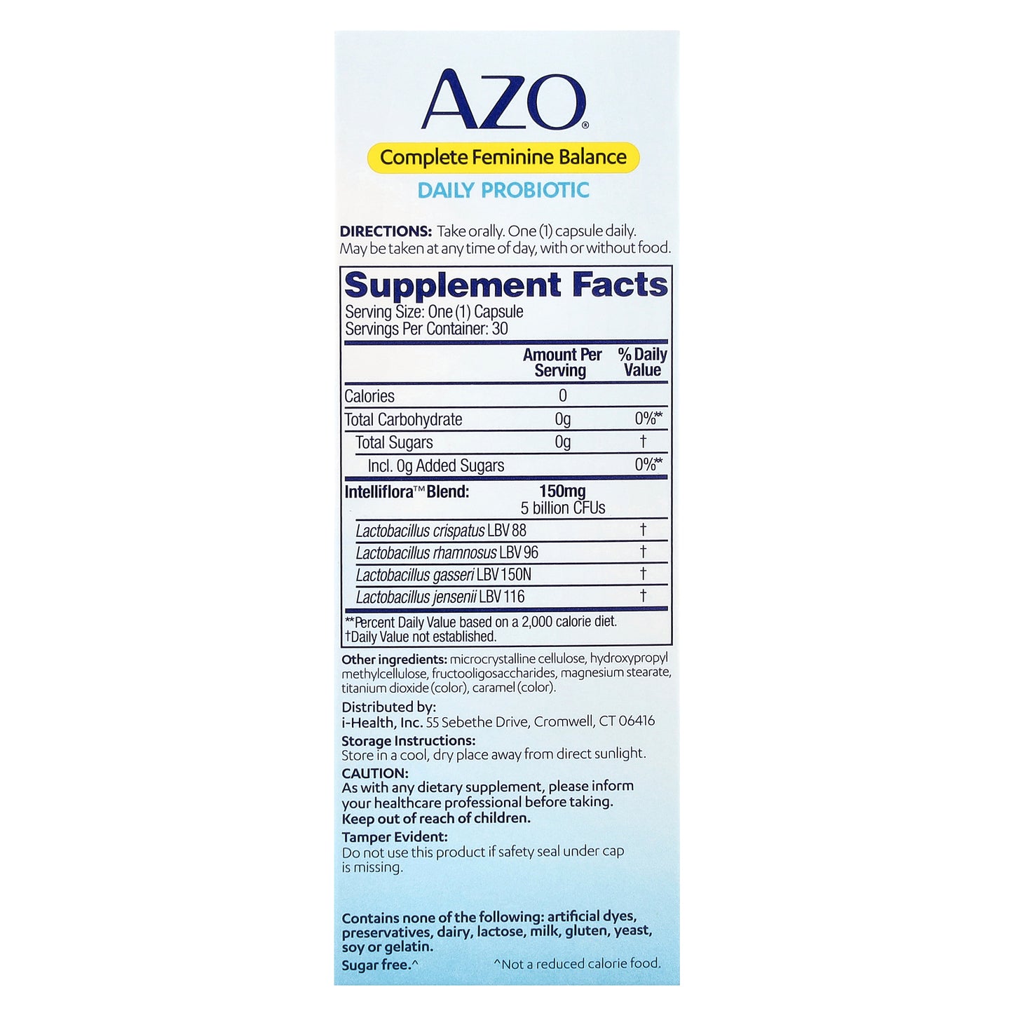 AZO, Complete Feminine Balance, Daily Probiotic, 5 Billion, 30 Once Daily Capsules