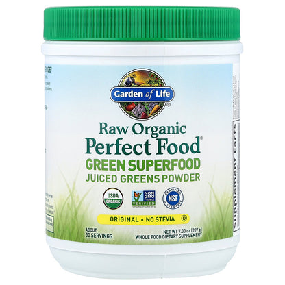 Garden of Life, Raw Organic Perfect Food®, Green Superfood, Juiced Greens Powder, Original, 7.3 oz (207 g)