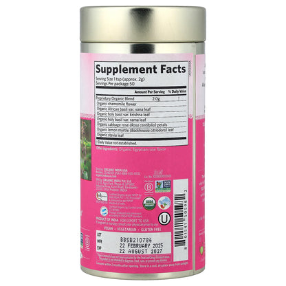 Organic India, Tulsi Sweet Rose Tea, Caffeine Free, 3.5 oz (100 g)