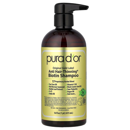 Pura D'or, Anti Hair-Thinning Biotin Shampoo, 16 fl oz (473 ml)