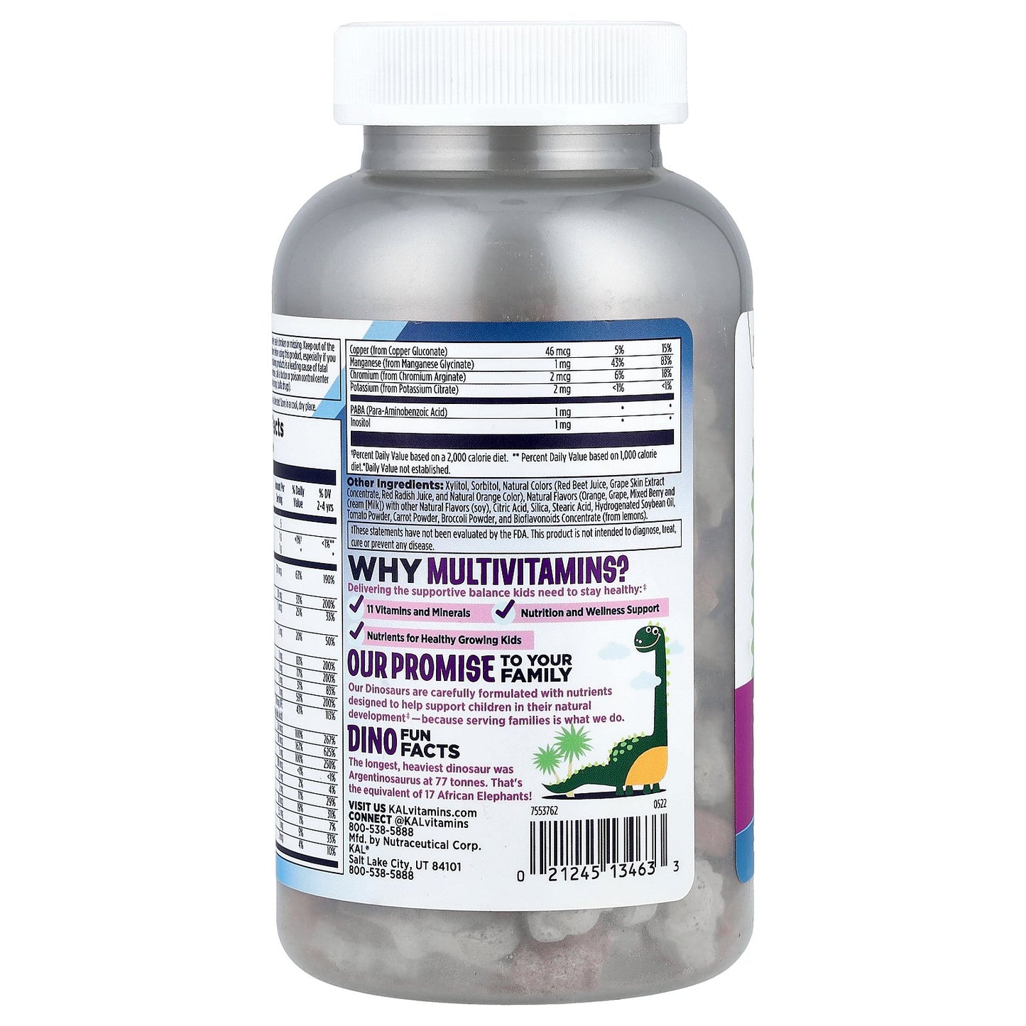 KAL, MultiSaurus®, Berry, Grape & Orange, 180 Chewables