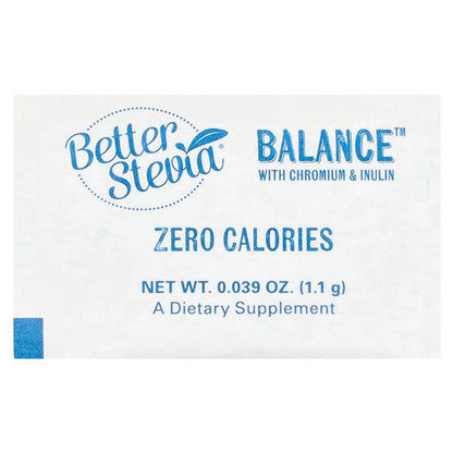 NOW Foods, Better Stevia®, Balance™ with Chromium & Inulin, 100 Packets, 0.039 oz (1.1 g) Each