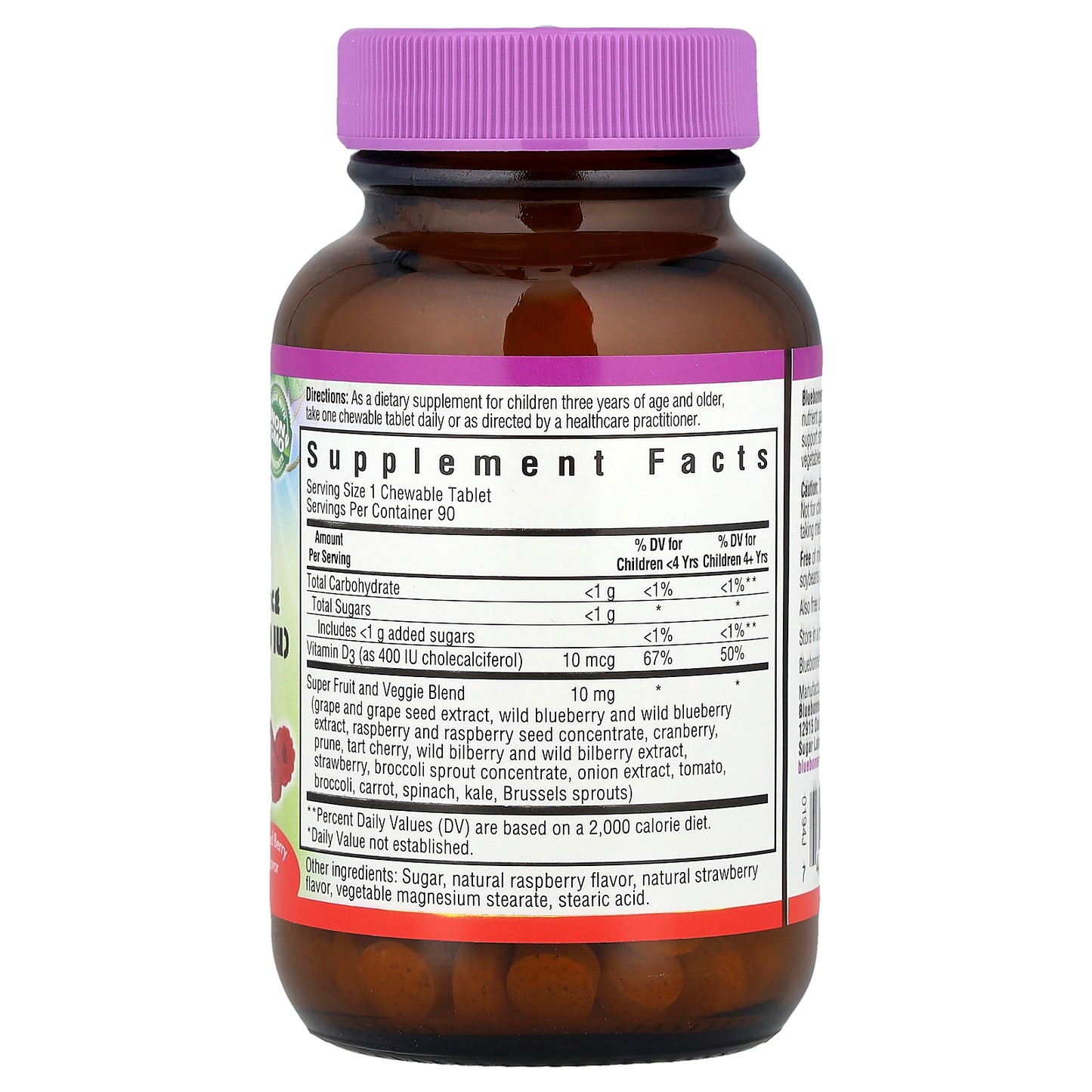 Bluebonnet Nutrition, Rainforest Animalz®, Vitamin D3, Mixed Berry, 90 Chewables