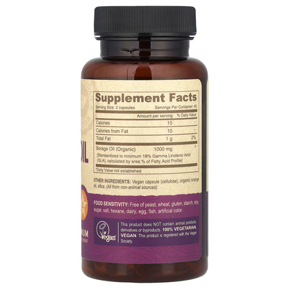 Deva, Vegan Borage Oil, GLA, 90 Vegan Caps (500 mg per Capsule)