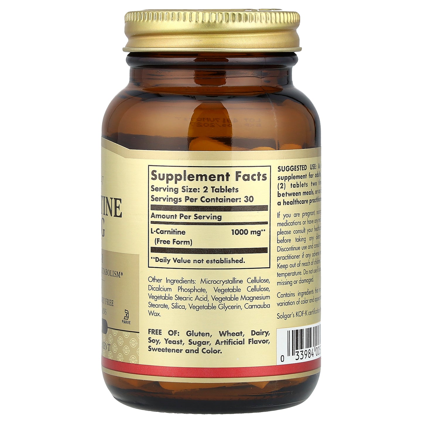 Solgar, L-Carnitine, Free Form, 60 Tablets (500 mg per Tablet)