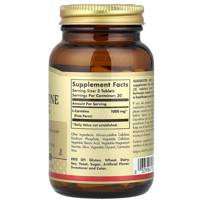 Solgar, L-Carnitine, Free Form, 60 Tablets (500 mg per Tablet)