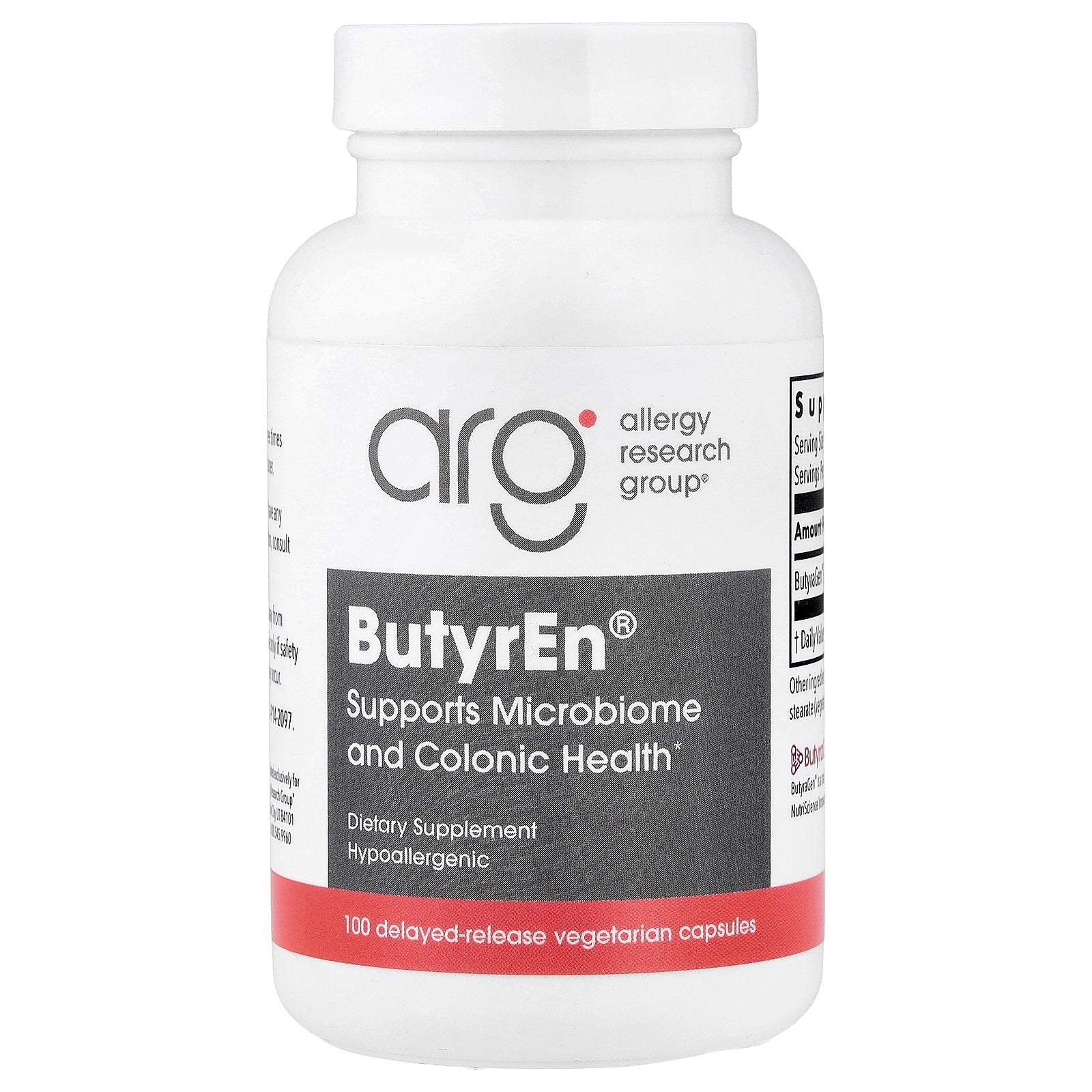 Allergy Research Group, ButyrEn®, 100 Delayed-Release Vegetarian Capsules (200 mg Per capsule)