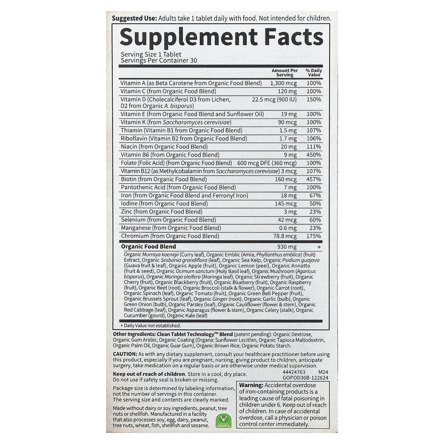 Garden of Life, Organics, Prenatal Once Daily, 30 Vegan Tablets