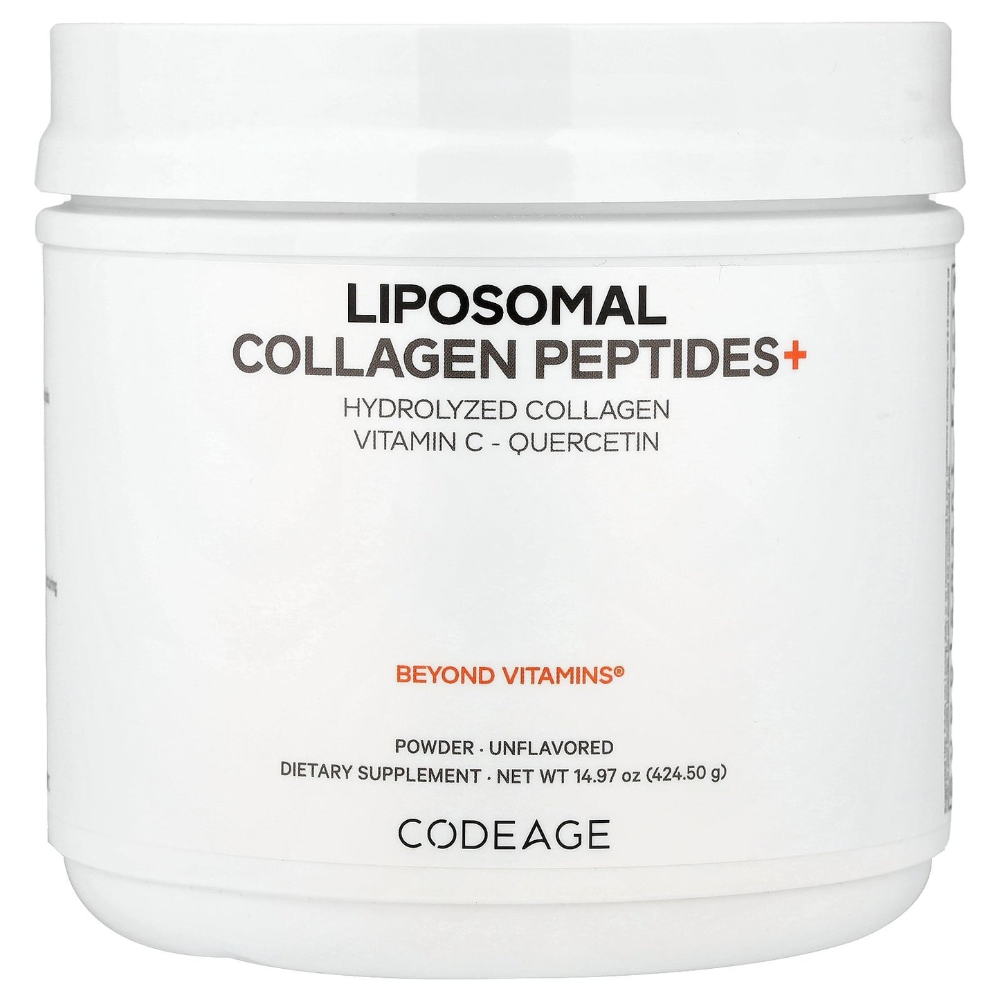 Codeage, Liposomal Collagen Peptides+ Powder, Unflavored, 14.97 oz (424.5 g)