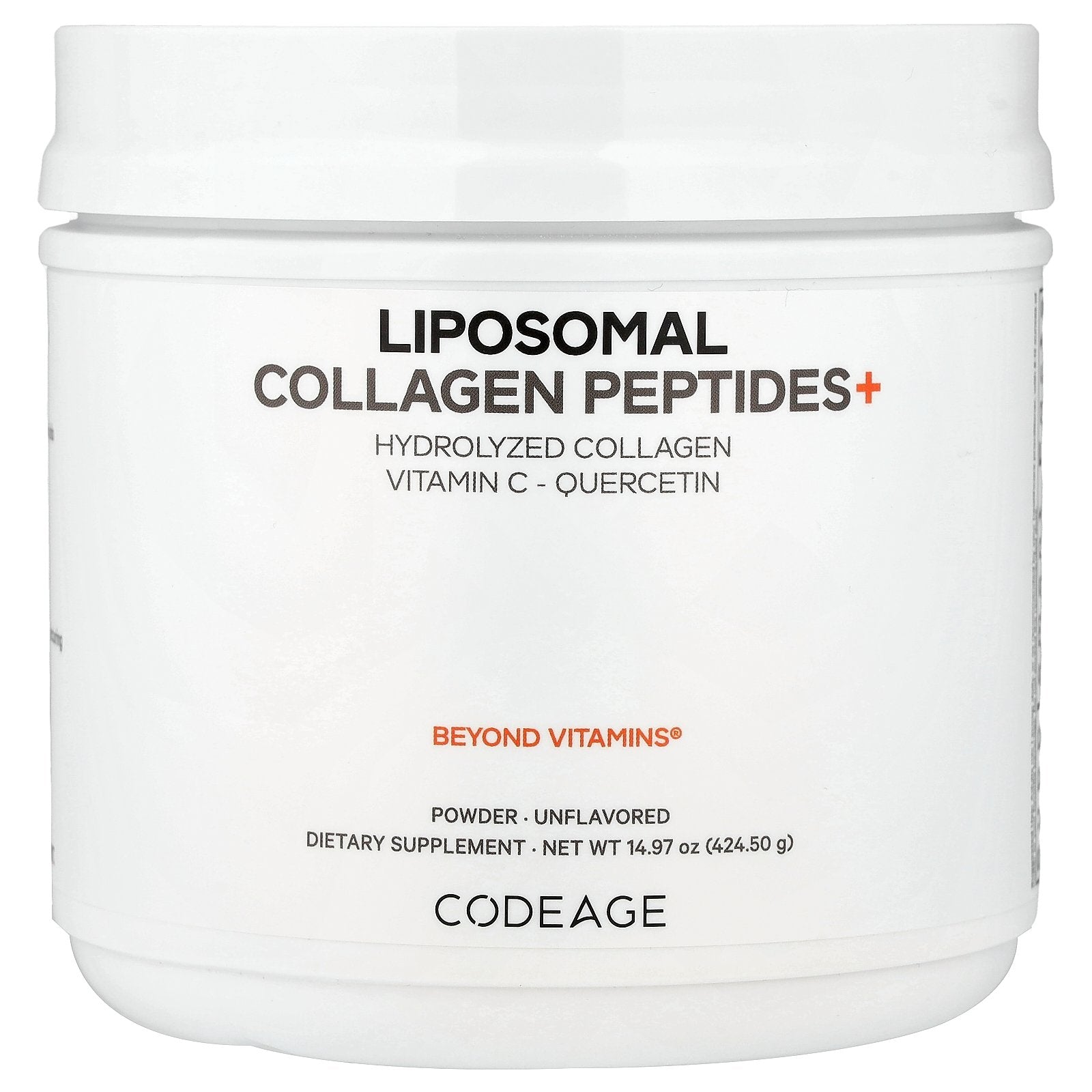 Codeage, Liposomal Collagen Peptides+ Powder, Unflavored, 14.97 oz (424.5 g)