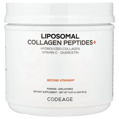 Codeage, Liposomal Collagen Peptides+ Powder, Unflavored, 14.97 oz (424.5 g)