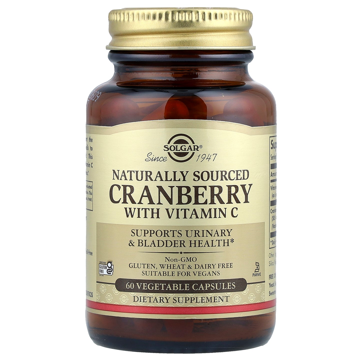 Solgar, Cranberry with Vitamin C, Naturally Sourced, 60 Vegetable Capsules