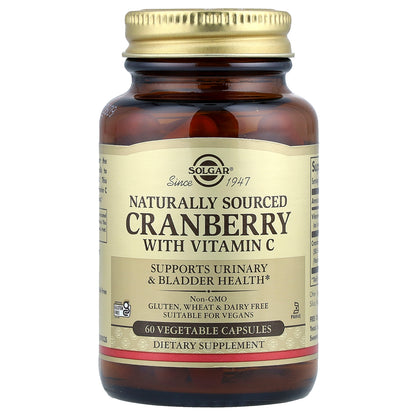 Solgar, Cranberry with Vitamin C, Naturally Sourced, 60 Vegetable Capsules
