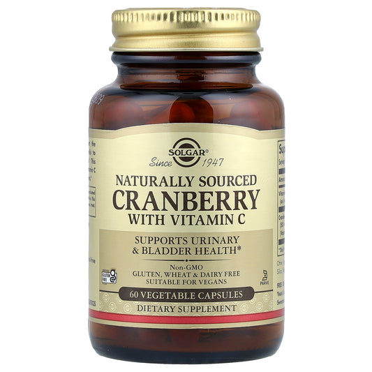 Solgar, Cranberry with Vitamin C, Naturally Sourced, 60 Vegetable Capsules