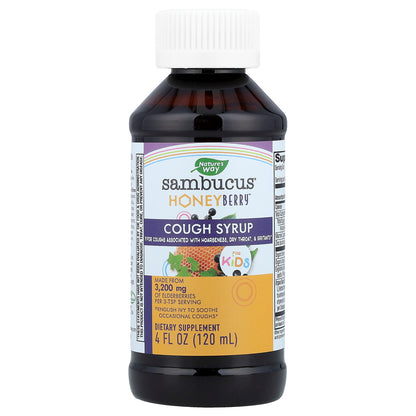 Nature's Way, Sambucus® for Kids, HoneyBerry™ Cough Syrup, 4 fl oz (120 ml)